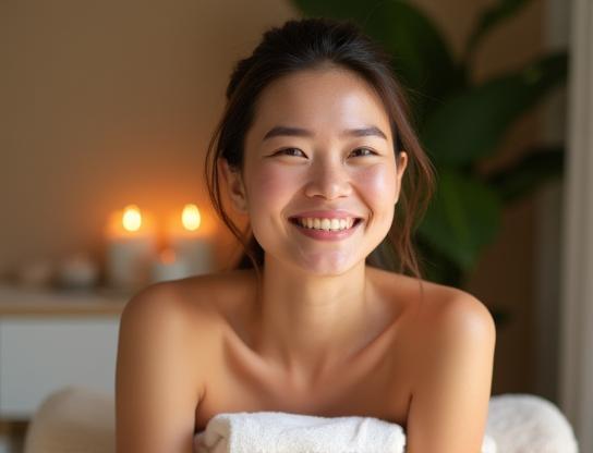 Client détendu et satisfait après un massage